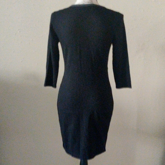 Vince Camuto black & gray colorblock 3/4 sleeve bodycon dress w lace accents_PS - Picture 4 of 10